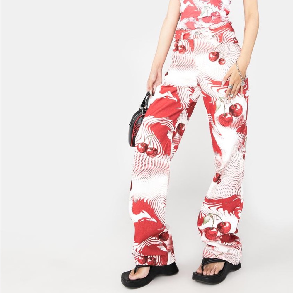 🍒Jaded London Cherry Print Jeans 🍒Size W 25 🍒Bought on Depop, worn 2 twice!